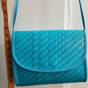 Deadstock rattan aqua purse made in italy